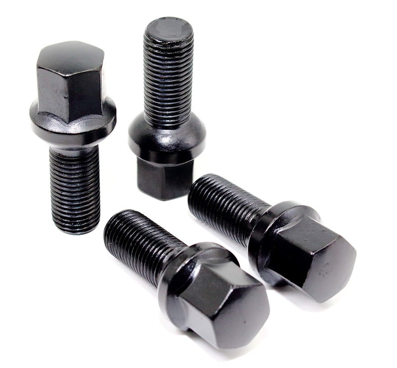 Veritek Performance Set of 20 Veritek 14x1.5mm 2.10 Inch 28mm Shank Length 17mm Hex R12 OE Black Ball Seat Wheel Lug Bolts for Mercedes Audi VW Factory Wheels - Image 1